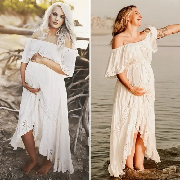 Free People Tambourine Off Shoulder Maxi Dress Large Blush Pink Boho Ethereal - Picture 3 of 15